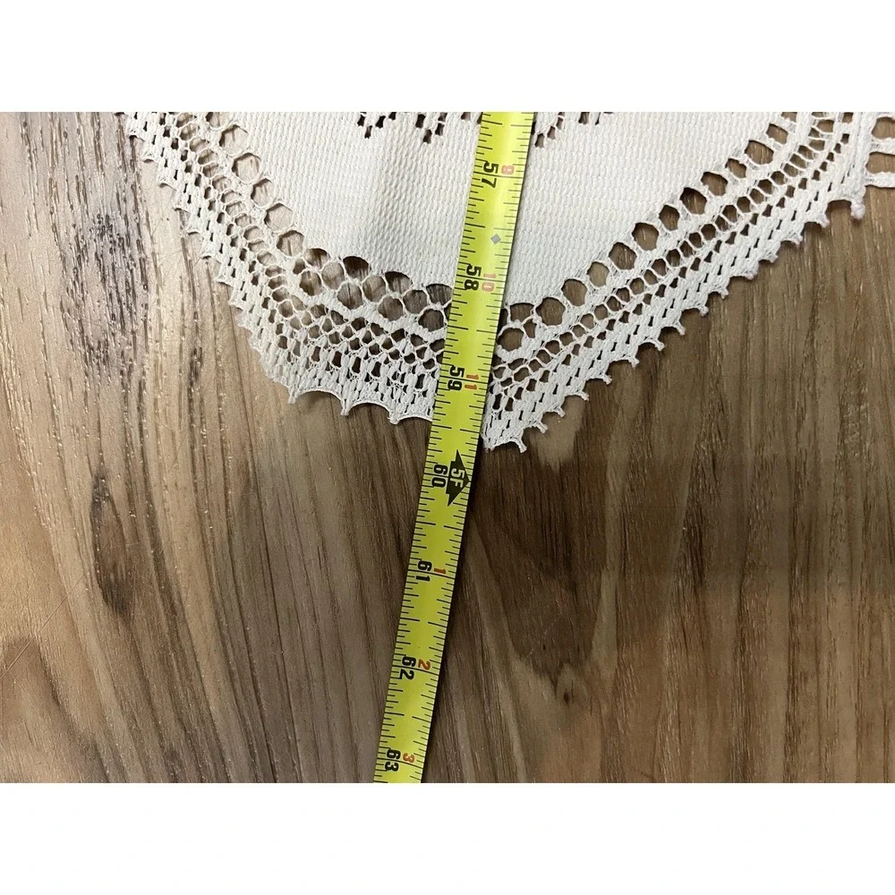 Vintage Handmade Crochet Lace Tablecloth Hexagon Patchwork Floral 60x51 in